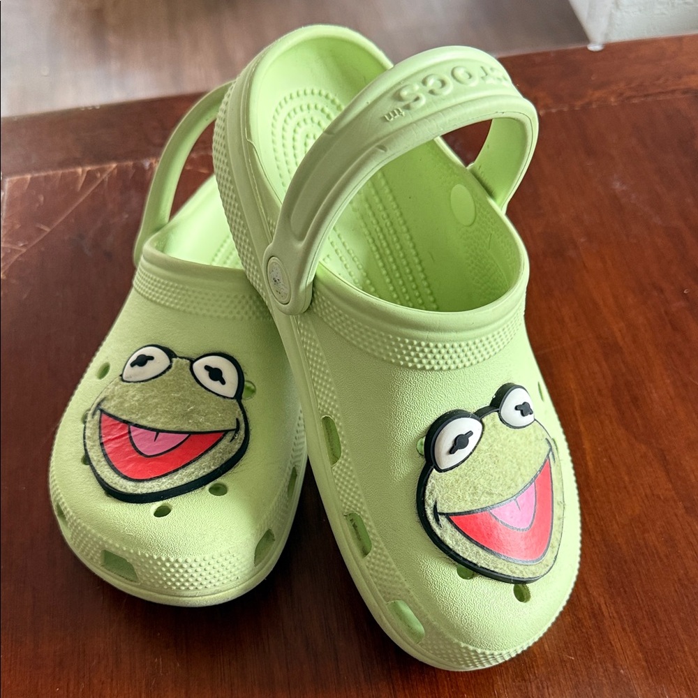 CROCS Kids Light Lime Green Kermit Clog Sandals